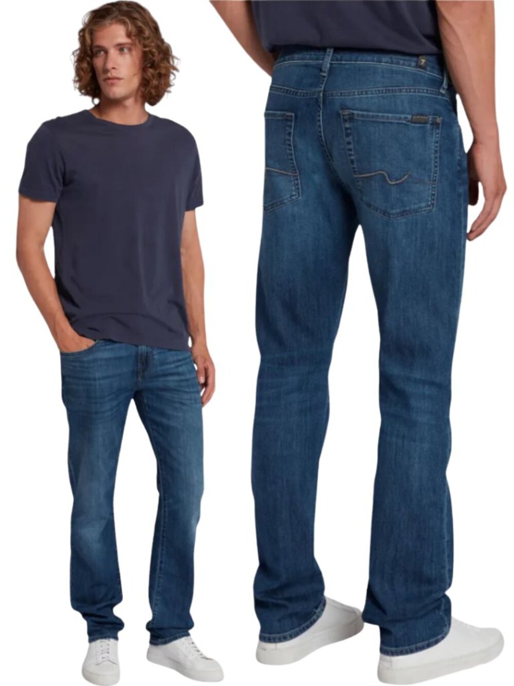 7 For All Mankind Tapered Straight Leg Denim Jeans Men's 36 Blue Medium Wash